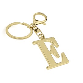 Stainless Steel Gold Letter A-Z Keychain for Women Men, Initial Letter Pendant with Key Ring, Charms for Key Backpack Bag (Gold-E)