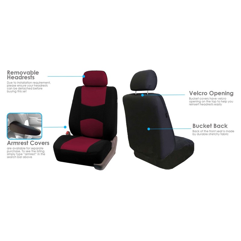 FH Group Flat Cloth Full Set Car Seat Covers Three