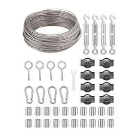 30 m diameter 2 mm wire rope, 304 stainless steel cable coated, climbing aids for climbing plants, steel cable with eyelets, tension wire rope tensioner, for curtain rope, washing line, string light