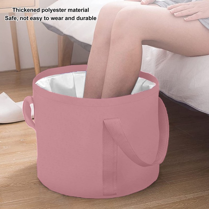 Foldable Foot Tub Polyester Double Layer Collapsible Camping Bucket with