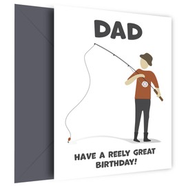 Fishing Birthday Card for Dad - Have a Reely Great Bday from Son or Daughter - For all Dads and Fishermen, Amusing Dad Birthday Cards