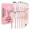 Brochas De Maquillaje Kit 20 Pcs Para Maquillaje Profesional Rosa