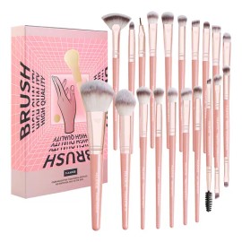 Brochas De Maquillaje Kit 20 Pcs Para Maquillaje Profesional Rosa