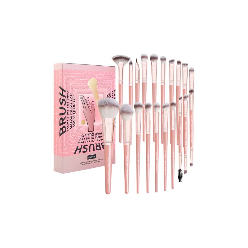Brochas De Maquillaje Kit 20 Pcs Para Maquillaje Profesional Rosa
