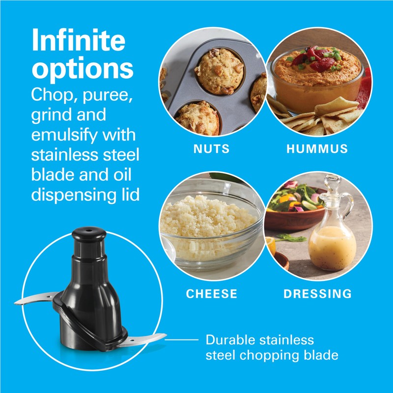 Hamilton Beach Powerful Cordless Mini Food Processor and Vegetable Chopper,