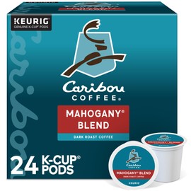 Caribou Coffee Mahogany, Single-Serve Keurig K-Cup Pods, Dark Roast Coffee, 24 Count