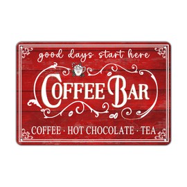 GJXFTPTTBD Vintage Christmas Coffee Bar Tin Sign Kitchen Coffee Bar Decor Coffee Metal Tin Sign Tea Bar Accessories Hot Chocolate Retro Tin Sign Home Coffee Corner Decor Items Hot Cocoa Station 8x12Inch