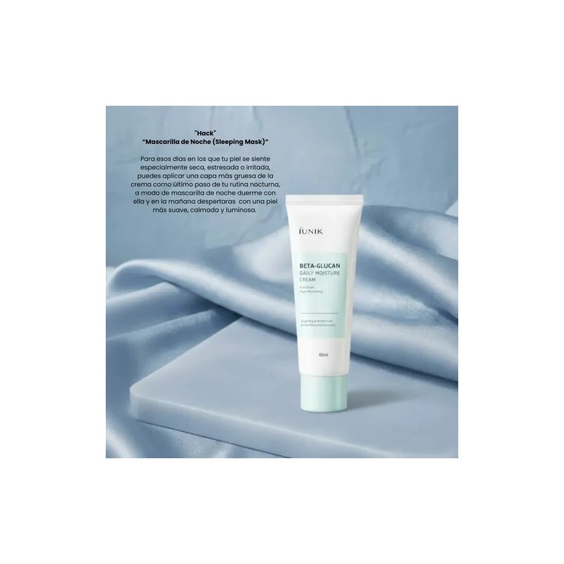 Crema IUNIK Beta Glucano de 60 mL, Hidratante Facial Coreana