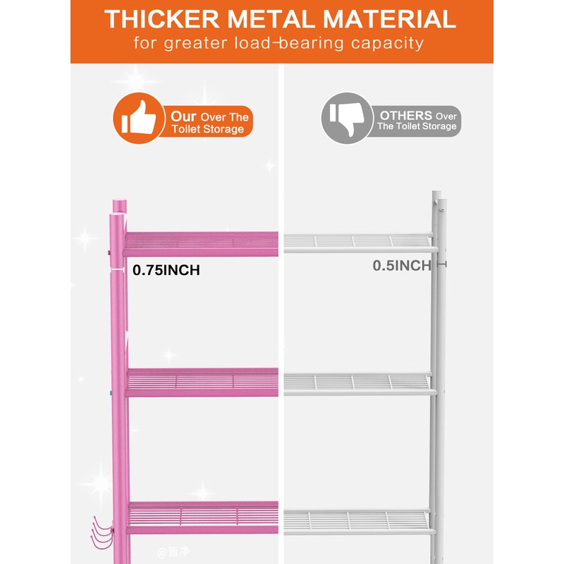 GloTika 3-Tier Over The Toilet Storage, Space Saver Metal Bathroom