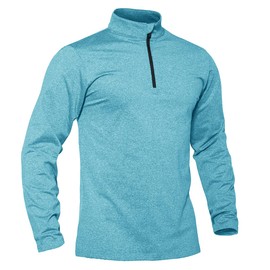 TACVASEN Men's Fleece Sweatshirts 1/4 Zipper Running Jogging Performance Pullovers Golf Work Athletic Lake Blue, L
