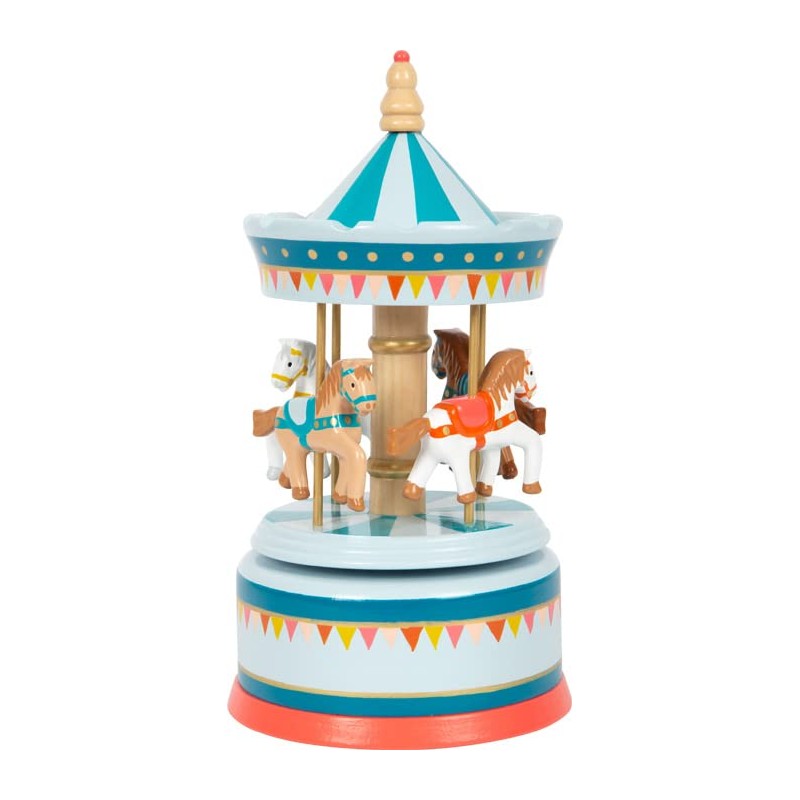 Small Foot Musical Box Horse Carousel Circus Wooden Decoration for