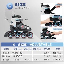 RunRRIn Adjustable Kids Inline Skates for Boys Girls with Full Light Up Wheels - Roller Skates for Kids Ages 6-12, Toddler Ages 3-5, Youth Women Beginners Outdoor Indoor