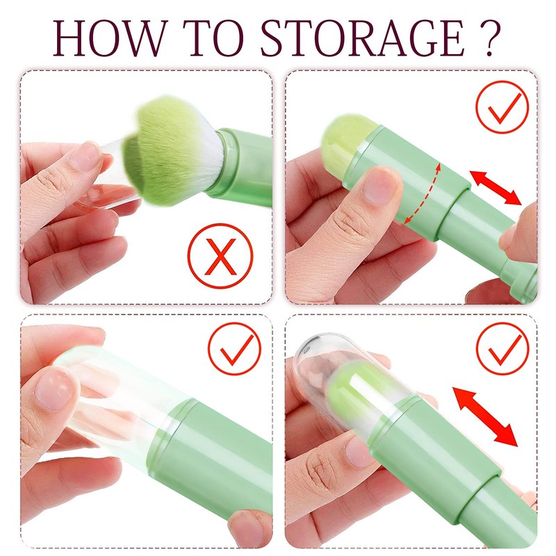 Mini Makeup Brush Travel Set - Green 4 in 1