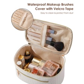 Makeup Bag Travel for Women,Waterproof Toiletry Bag,PU Leather Professional Makeup Case,Large Capacity Cosmetic Pouch,Cosmetic Storage Tote for Women Girls,Traveler,Christmas (C-Purple)