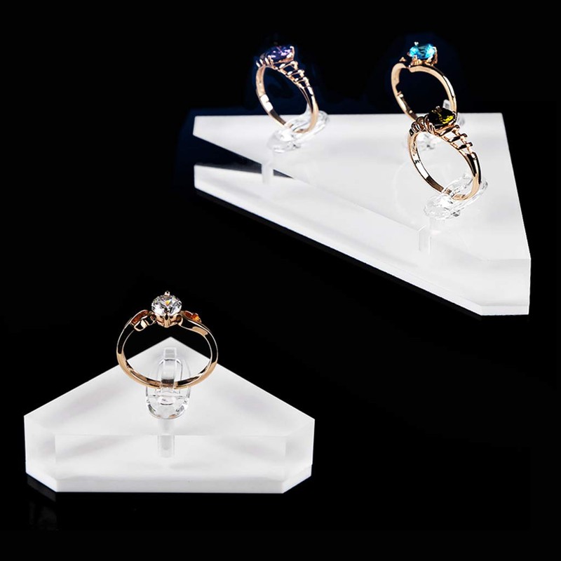 Kodbww Fashion Clear Acrylic Jewelry Holder Crystal Square Ring Storage