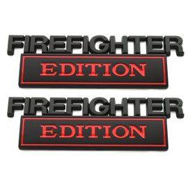 2pcs Big Size Firefighter Edition Emblem, Firefighter Edition Decal Car Badge for Pickup Truck Car Truck Motorcycle F150 F250 F350 (Red)