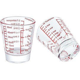Mini Measure Heavy Glass, 32-Incremental Measurements Multi-Purpose Liquid and Dry Measuring Shot Glass, Red(Pack of 2) - Color: Black