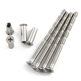 Universal M4 Door Handle Screws 4Pcs Connecting Bolts & Sleeves Kit 60mm Nickel Plated Screw for Door Handle, Door Lock, Cabinet, Drawers