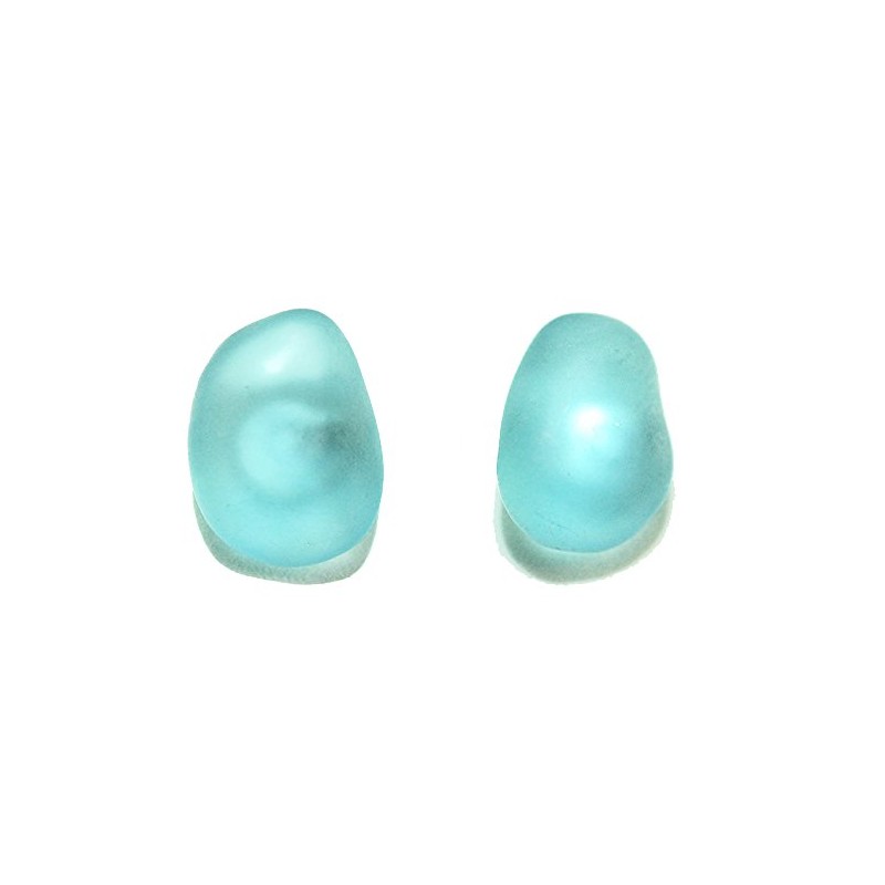 Light Blue Sea Glass Stud Earrings (S117)