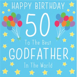 Hunts England - Godfather 50th Birthday Card - Happy Birthday - 50 - To The Best Godfather In The World - Iconic Collection