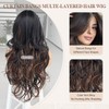 Jadeadyseg Highlight Brown Mix Black Wig for Women Long Layered