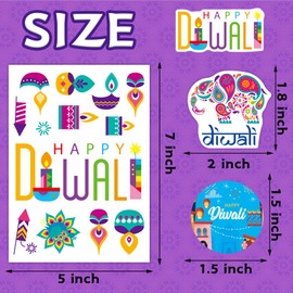 Funnlot Diwali Stickers Happy Diwali Stickers Diwali Stickers for Kids Diwali Stickers for Box Happy Diwali Stickers for India Festival Decorations