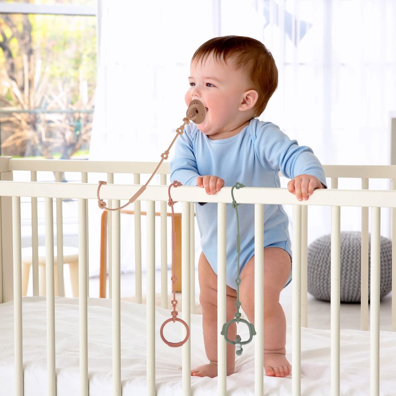 Toy Safety Straps, Silicone Pacifier Clips, Adjustable Stretchable Sippy Cup