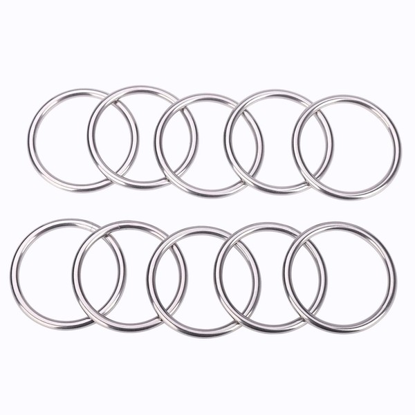 UCLEVER Pack of 10 Round Rings Stainless Steel 304 Welded