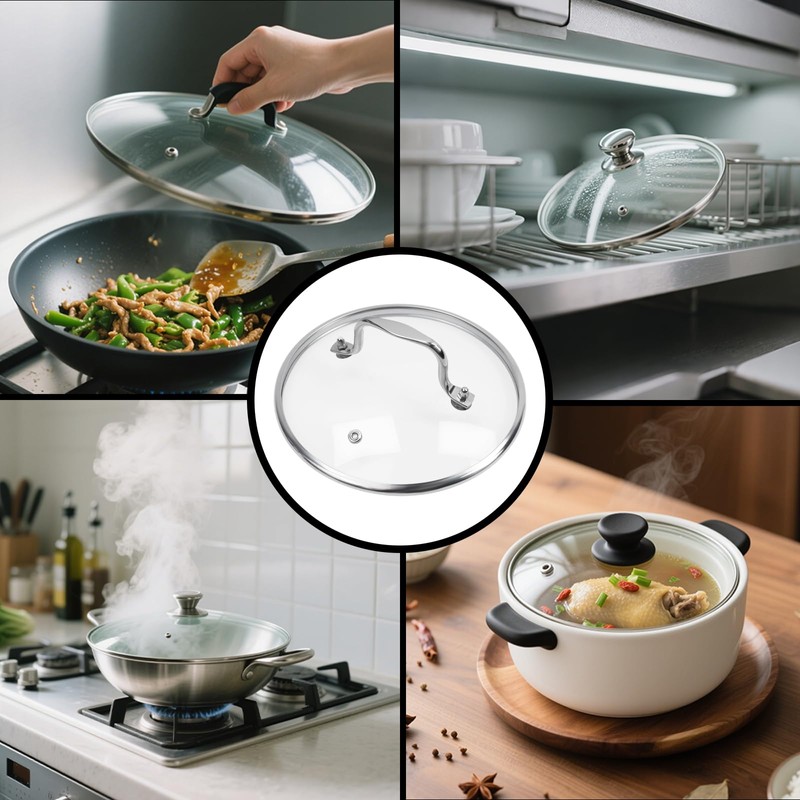 HEVSTIL 8-Inch Tempered Glass Lid – Heat Resistant to 220°C,
