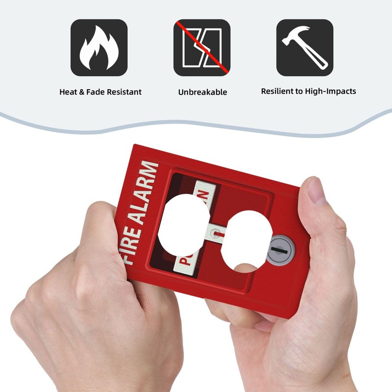 WMHUSU Decorative Outlet Covers Red Fire Alarm Print Novelty 1
