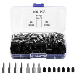 100 Pcs Integrated Self-Tapping Screws Cabinet Laminate Support Screws, Shelf Support Pegs Shelf Pins with Non-Slip Sleeves for Kitchen Cupboards Cabinet Closet Wardrobe Metal Bracket Pegs (Black)