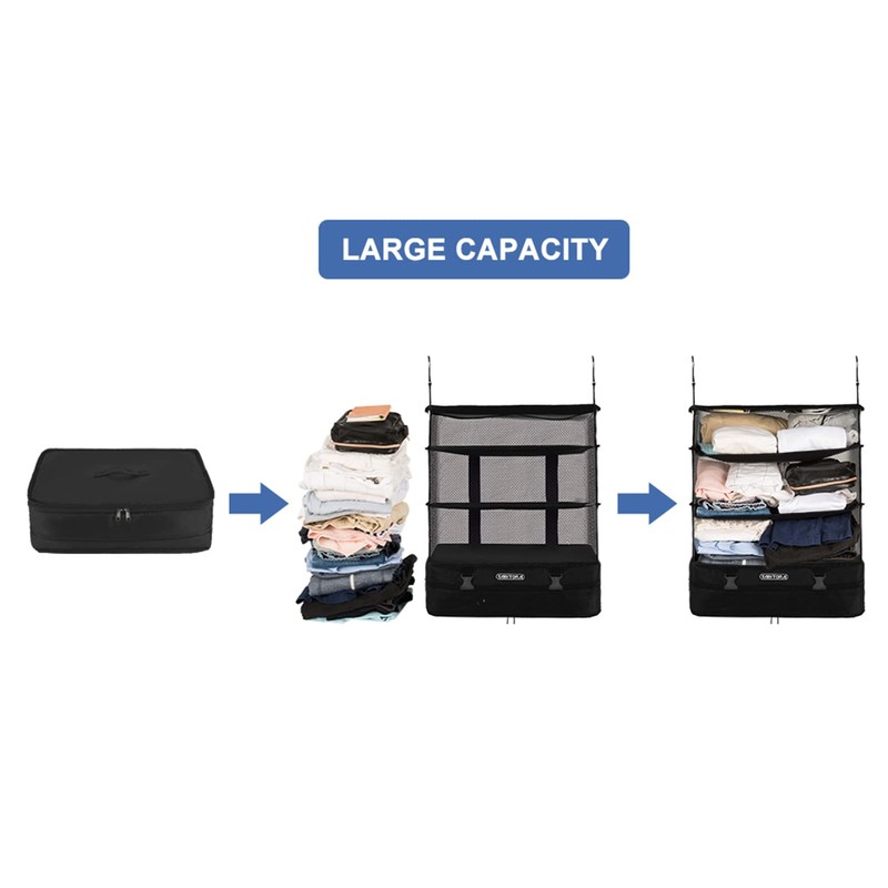 TABITORA Portable Hanging Travel Shelves Bag Packing Cube Organizer Suitcase
