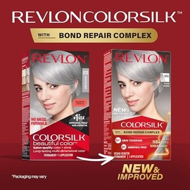 REVLON Revlon ColorSilk with Bond Repair Complex, Blonde Permanent Hair Color, 100% Gray Coverage, Ammonia Free Hair Dye, Vegan Keratin, 82B Silver Blonde (Pack of 3)