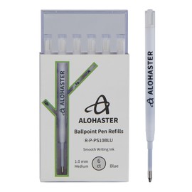 Alohaster Plastic Refills, for Parker Ballpoint Pens, Smooth Writing Ink, 1.0 mm, Blue, 6 Count