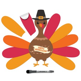 Glassboard Studio Thanksgiving Dry Erase Vinyl Sticker Decal Decorations, Fun for Kids and Parties, 12 x 18 inch Sheet, for Walls, Windows, Doors (Thanksgiving Turkey)