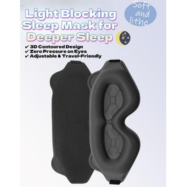 wigmoa NR-S 3D Contoured Sleep Mask, Ultra Soft Memory Foam Eye Mask for Sleeping, 360° Full Light Blocking, No Pressure on Eyes, Adjustable Travel Eye Mask for Airplane, Nap & Meditation. (Black)