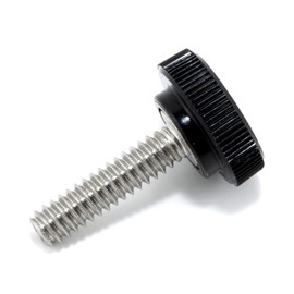 #10-24 x 3/4" Thumb Screw Stainless Steel - Black Knurled Round Plastic Knob - Standard/Coarse Thread Thumbscrew - Length: 0.750" - Proudly Built in USA - Package of (25)