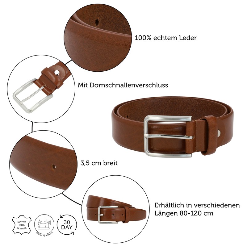 Gusti Roy Genuine Leather Belt with Silver Buckle Belt Business