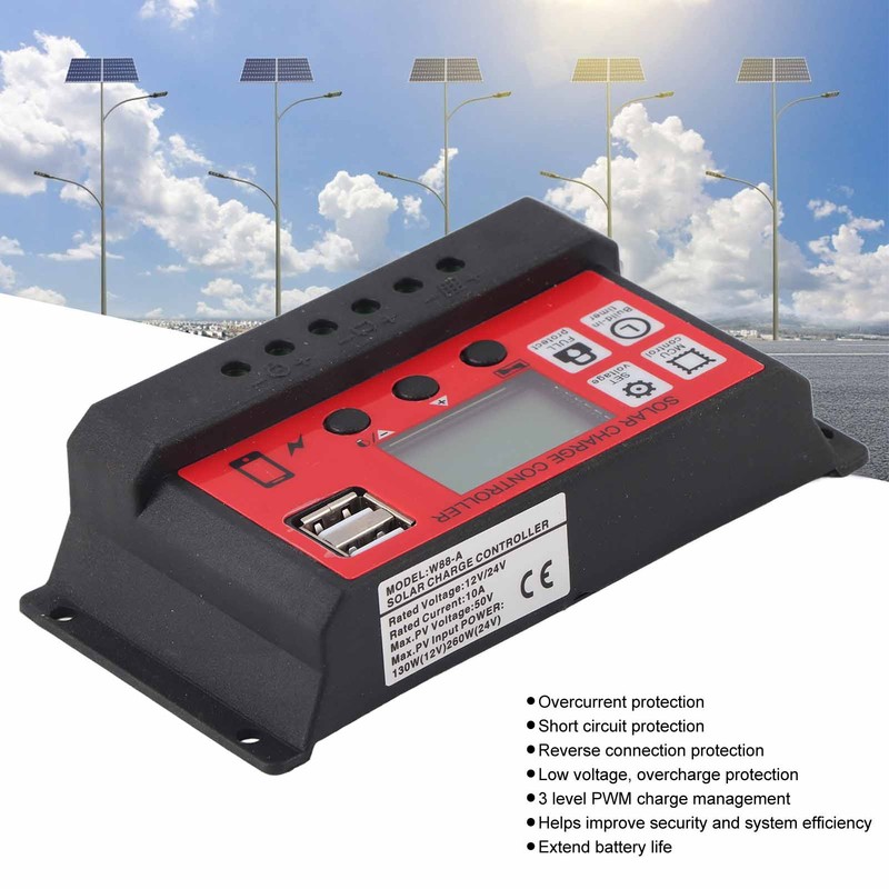 Solar Charge Controller Adjustable Solar Panel Battery Intelligent Regulator with