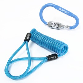 KOVIX Helmet Lock Holder KHEL-B Blue Carabiner Dial Type Wire Lock