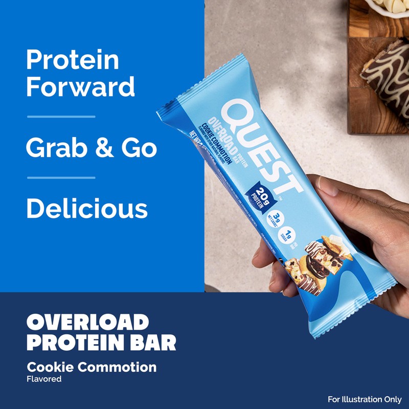 Quest Nutrition Overload Protein Bars, Cookie Commotion, 20g Protein, 1g