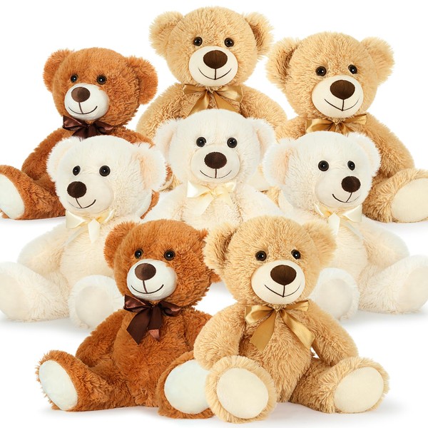 MorisMos 8 Packs Bulk Teddy Bears Stuffed Animal, Small Teddy Bear Bulk Plush, Stuffed Bears Bundle for Girls Centerpiece Baby Shower 14In