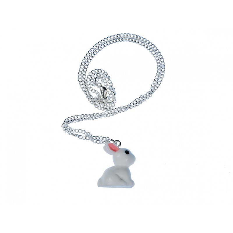 Miniblings Rabbit Necklace 45 cm Rabbit Cute Plastic 3D –