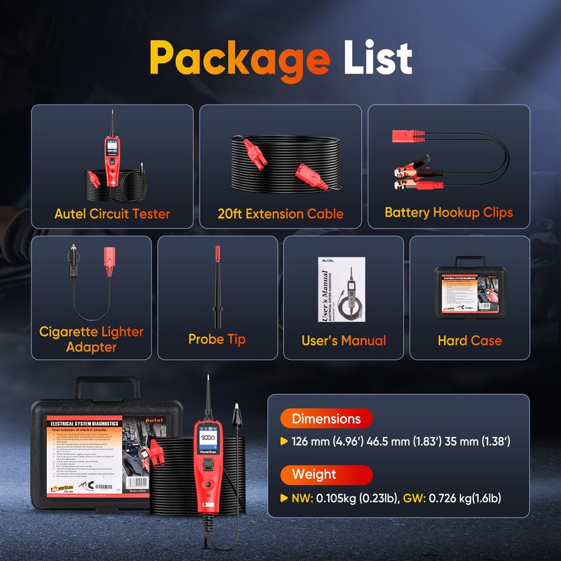 2025 Autel PowerScan PS100 Power Circuit Probe Kit, 12V 24V