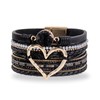 Multi-Layer Leather Bracelets for Women Heart Leather Cuff Bracelets Boho