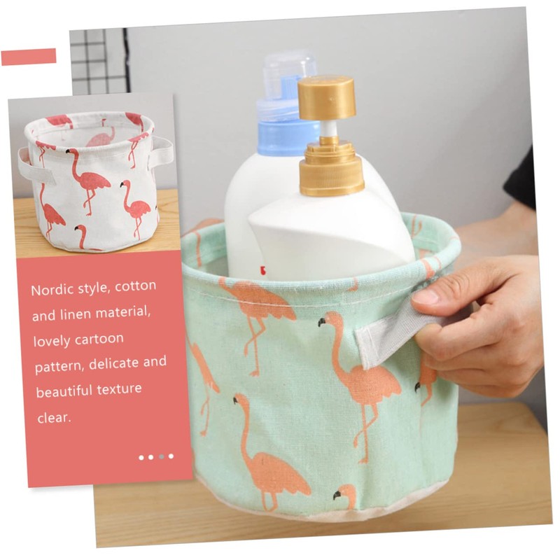 CHILDWEET 3sets Cotton Storage Bins Round Baskets Cartoon Pattern for