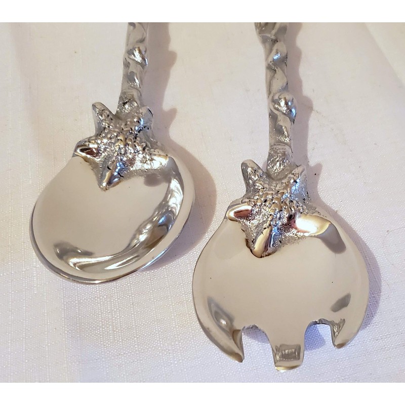 MARIPOSA Coral Salad Servers, Silver