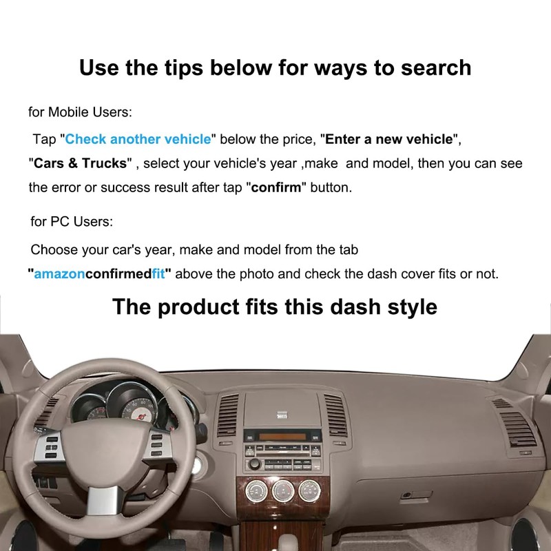 Yiz Dash Cover Mat Custom Fit for Nissan Altima 2005