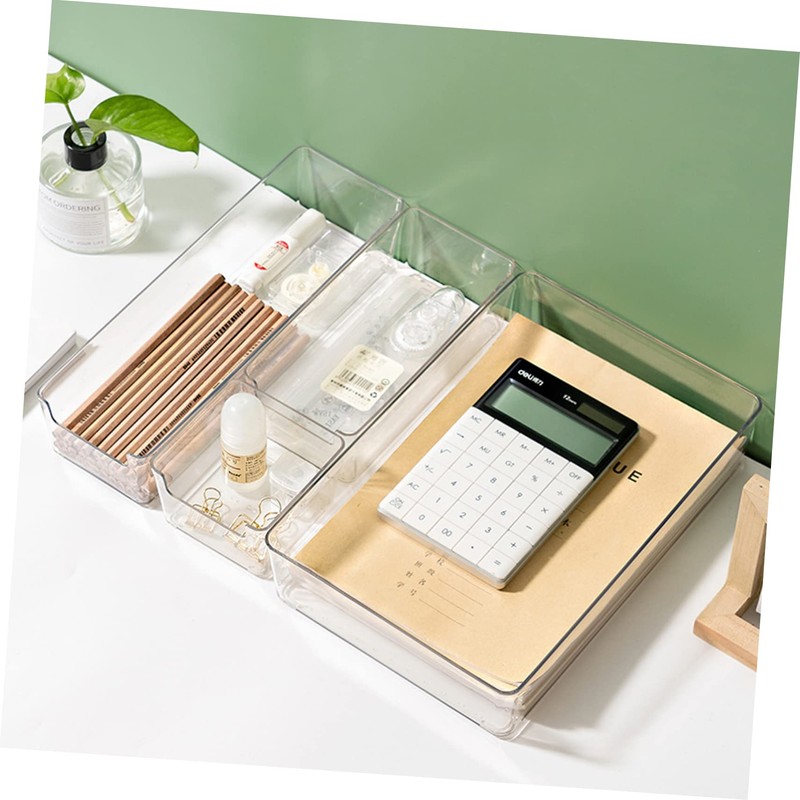 Levemolo 4pcs Plastic Drawer Organizer Set Storage Boxes for Desk