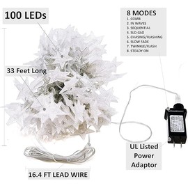 100 LED Star String Lights Multi Color Bedroom Xmas Holiday Light Decorations 49 Ft Waterproof Plug for Indoor Outdoor 8 Modes Christmas Lights